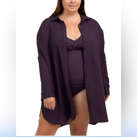 Lands End Tunic Length Swim Cover Up M/L - Picture 4 of 11